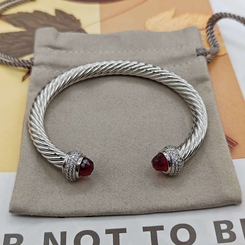 DY vintage 7mm diamond bracelet size M 925 silver Red